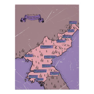 Nordkorea-Karte Poster