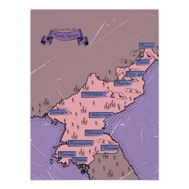 Nordkorea-Karte Poster (Vorderseite)