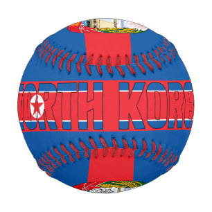 Nordkorea - Patriotische Flagge und Wappen Baseball