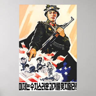 Nordkorea Propagandaplakat Imperialisten vergessen Poster