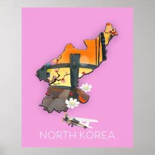 Nordkorea-Reisekarte Poster