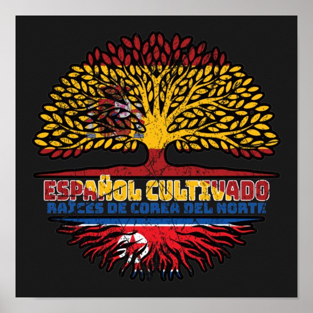 Nordkorea Spanien Spanischer Tree Roots Poster (Vorne)