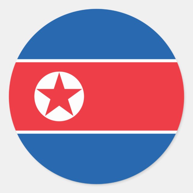 Nordkoreanische Flagge, Flagge Nordkoreas Runder Aufkleber (Vorderseite)