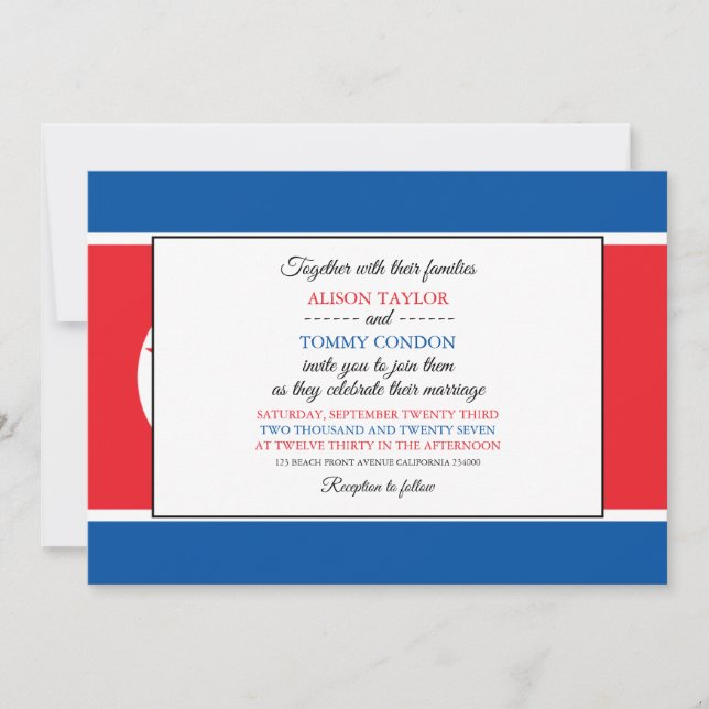 Nordkoreanische Flagge, Flagge von Nordkorea Hochz Einladung (Vorderseite)