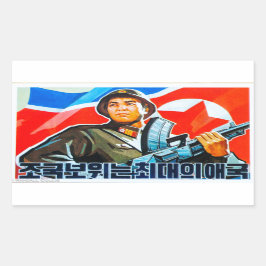 Nordkoreanische Soldaten-Propaganda Rechteckiger Aufkleber