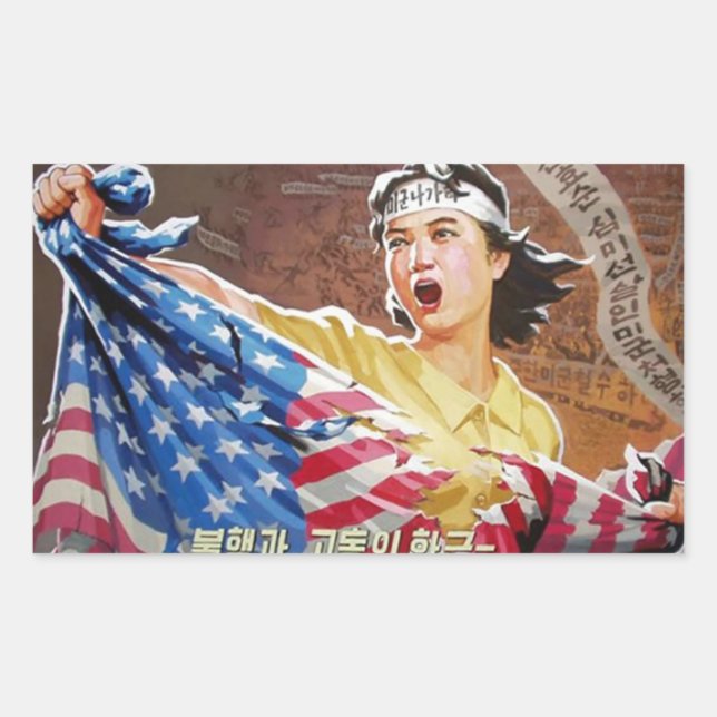 Nordkoreanischer Tee Rechteckiger Aufkleber (Vorderseite)
