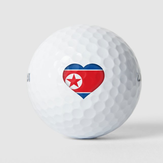 Nordkoreanisches Flaggenherz Golfball (Vorderseite)