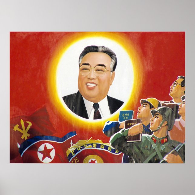 Nordkoreanisches Kim il Sung Propaganda Poster (Vorne)