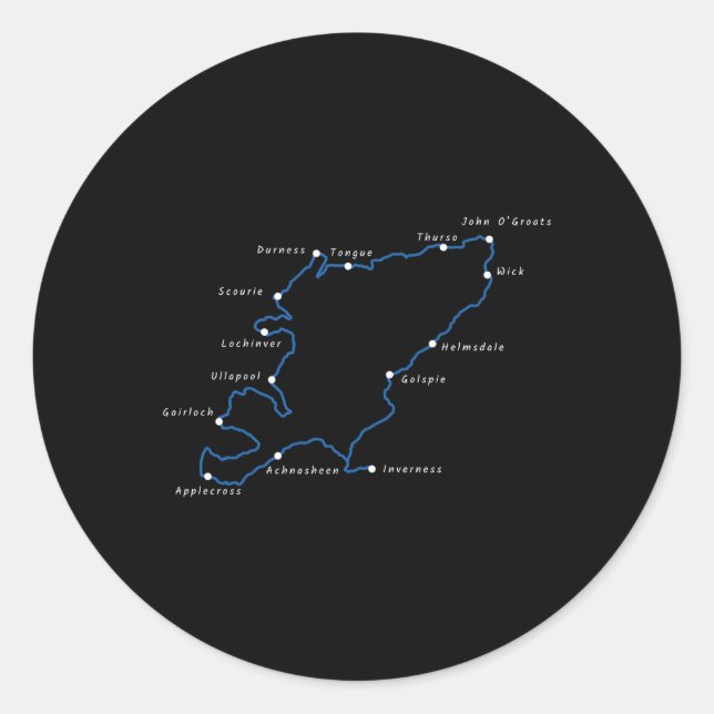 Nordküste 500 Kontur mit Ortsnamen Runder Aufkleber (Vorderseite)