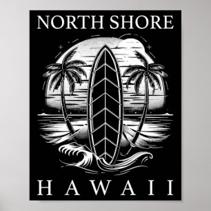 Nordküste Hawaii Surfen Hawaiianisch Oahu Vintage Poster