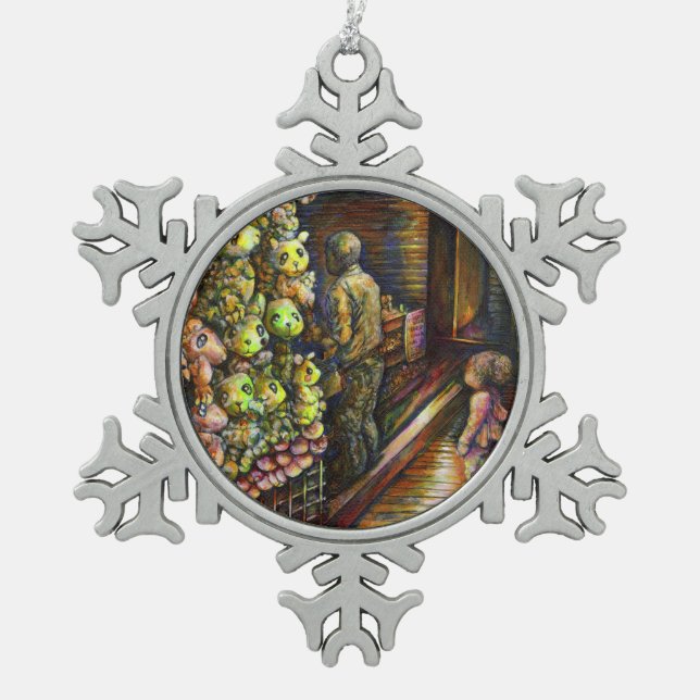 Nördlich des Zirkus Schneeflocken Zinn-Ornament (Vorderseite)