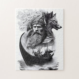 nördliche Mythologie Odin Fenriswolf und Wikingers Puzzle