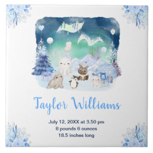 Nördliche Polarlichter Arktische Tiere Geburtensta Fliese