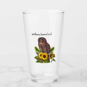 Nördliche Streifeneule mit Sonnenblumen Pint Glas 
