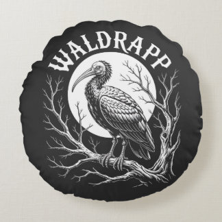 NÖRDLICHER GLATZKOPFIBIS WALDRAPP GEFÄHRDETE VÖGEL RUNDES KISSEN
