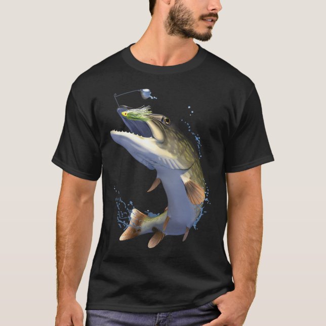 Nördlicher Hechtangler Fischer T-Shirt (Vorderseite)