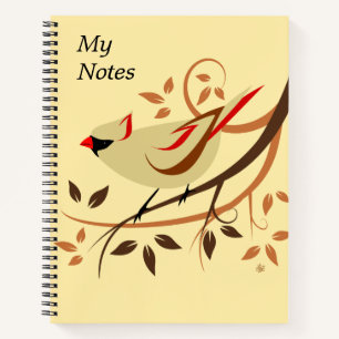 Nördlicher Kardinal auf Baumzweig-Notebooks Notizbuch