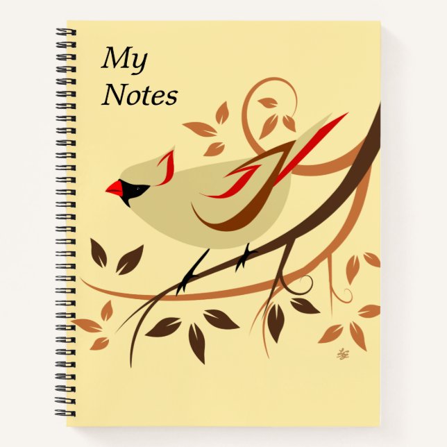 Nördlicher Kardinal auf Baumzweig-Notebooks Notizbuch (Vorderseite)