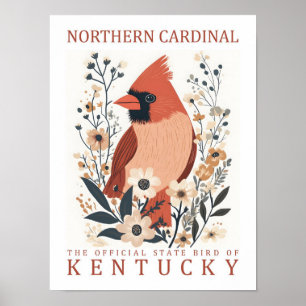 Nördlicher Kardinal Bird of Kentucky USA Travel Poster