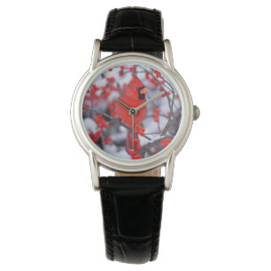 Nördlicher Kardinal Männchen, Winter, IL Armbanduhr