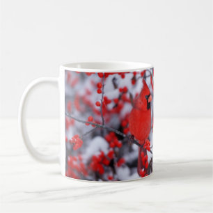 Nördlicher Kardinal Männchen, Winter, IL Kaffeetasse