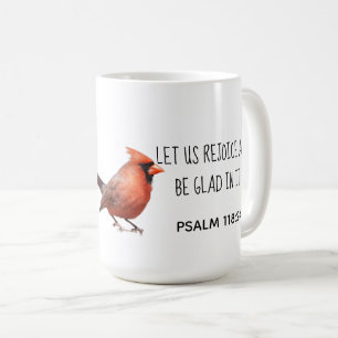 Nördlicher Kardinal, w Verse aus Psalm 118:24 Kaffeetasse