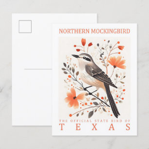 Nördlicher Spottdrossel Vogel von Texas Reise Postkarte