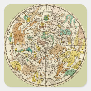Nördlicher Sternenhimmel-Sternkarte und Sternbildk Quadratischer Aufkleber