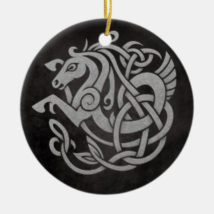 Nördliches mythisches Pferdeknoten-Design Keramik Ornament