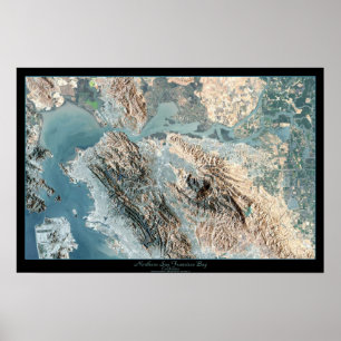 Nördliches San Francisco, CA Satelliten-Druck Poster