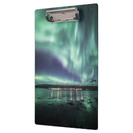 Nordlicht am Fjord Klemmbrett