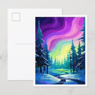Nordlicht Aurora Borealis Illustration Postkarte