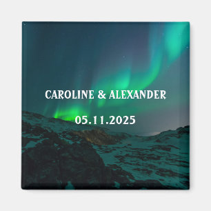 Nordlicht Aurora Borealis Nachthimmel-Hochzeit  Magnet