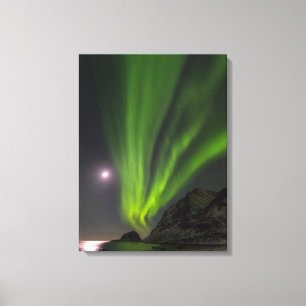 Nordlicht Haukland Beach Island Norwegen Leinwanddruck