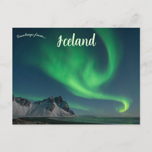 Nordlicht in Island Postkarte (Vorderseite)
