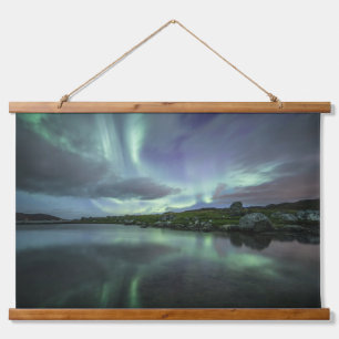 Nordlicht Norwegen Wandteppich Mit Holzrahmen