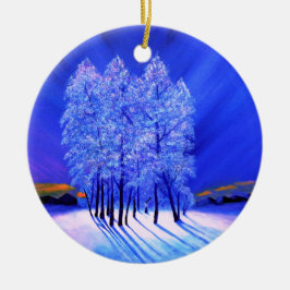 Nordlicht-Weihnachtsschnee-Bäume Keramikornament