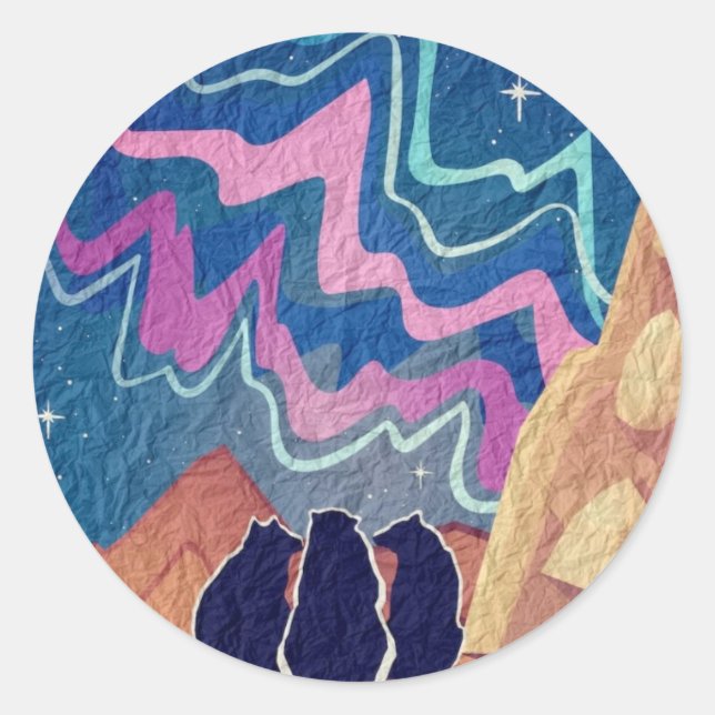 Nordlichtbären Runder Aufkleber (Vorderseite)