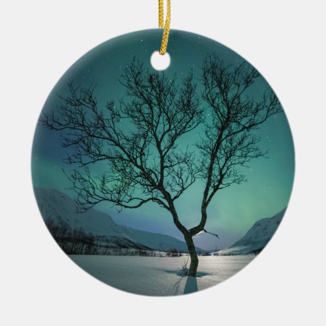 Nordlichtbaum Keramik Ornament (Vorne)