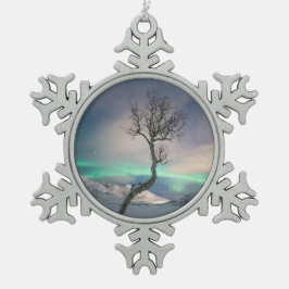 Nordlichtbaum Schneeflocken Zinn-Ornament