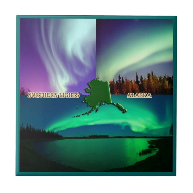 Nordlichter-Alaska-Collage Fliese (Vorderseite)