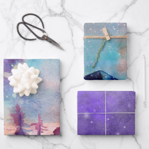 Nordlichter Aquarell Geschenkpapier Set