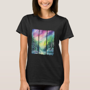 Nordlichter Aquarellkunst Aurora Borealis Gruppe T-Shirt
