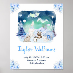 Nordlichter Arktische Tiere Geburtsstatistiken Poster