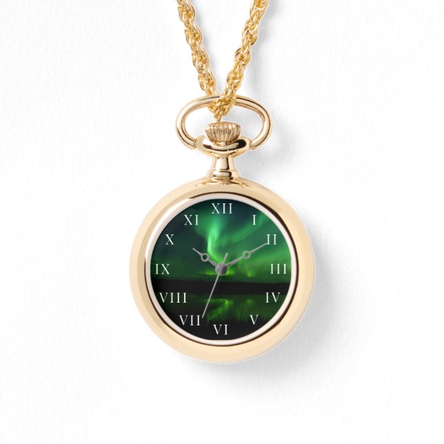 Nordlichter Aurora Borealis Arktis Alaska Armbanduhr (Vorderseite)