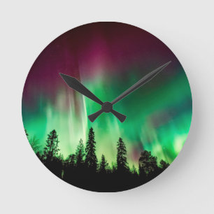 Nordlichter Aurora borealis Runde Wanduhr