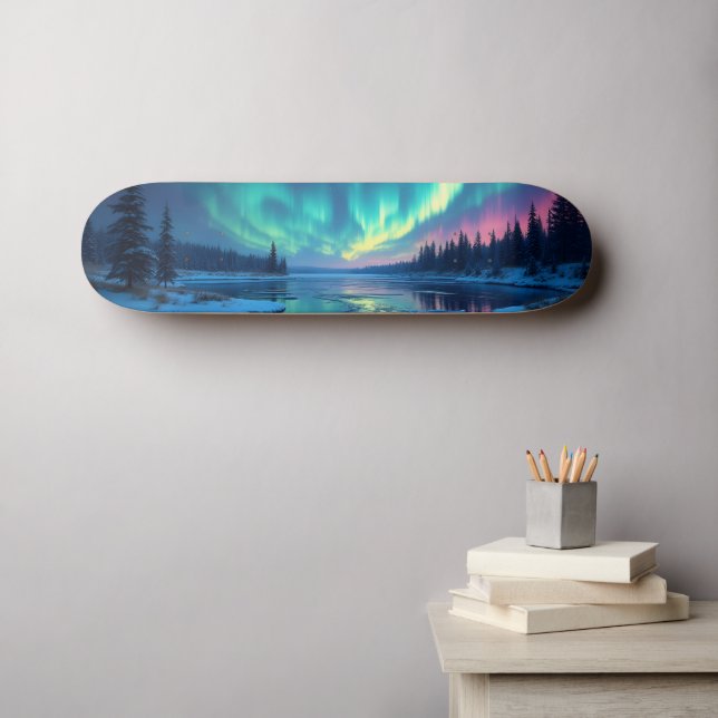 Nordlichter Aurora Borealis Skateboard (Wandkunst (Horz))
