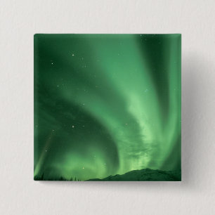 Nordlichter, Aurora borealis, über den Vorhügeln Button