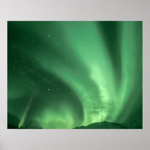 Nordlichter, Aurora borealis, über Vorgebirge Poster