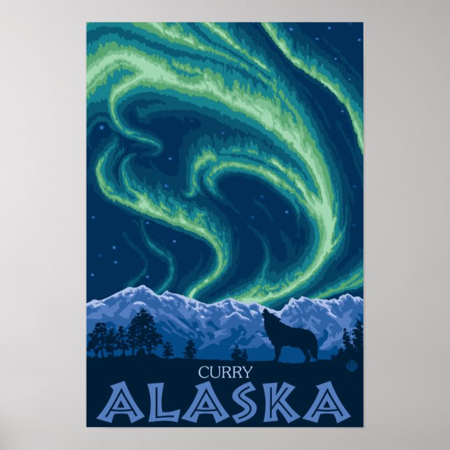 Nordlichter - Curry, Alaska Poster (Vorne)